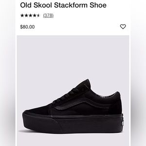 Black Platform Vans size w9